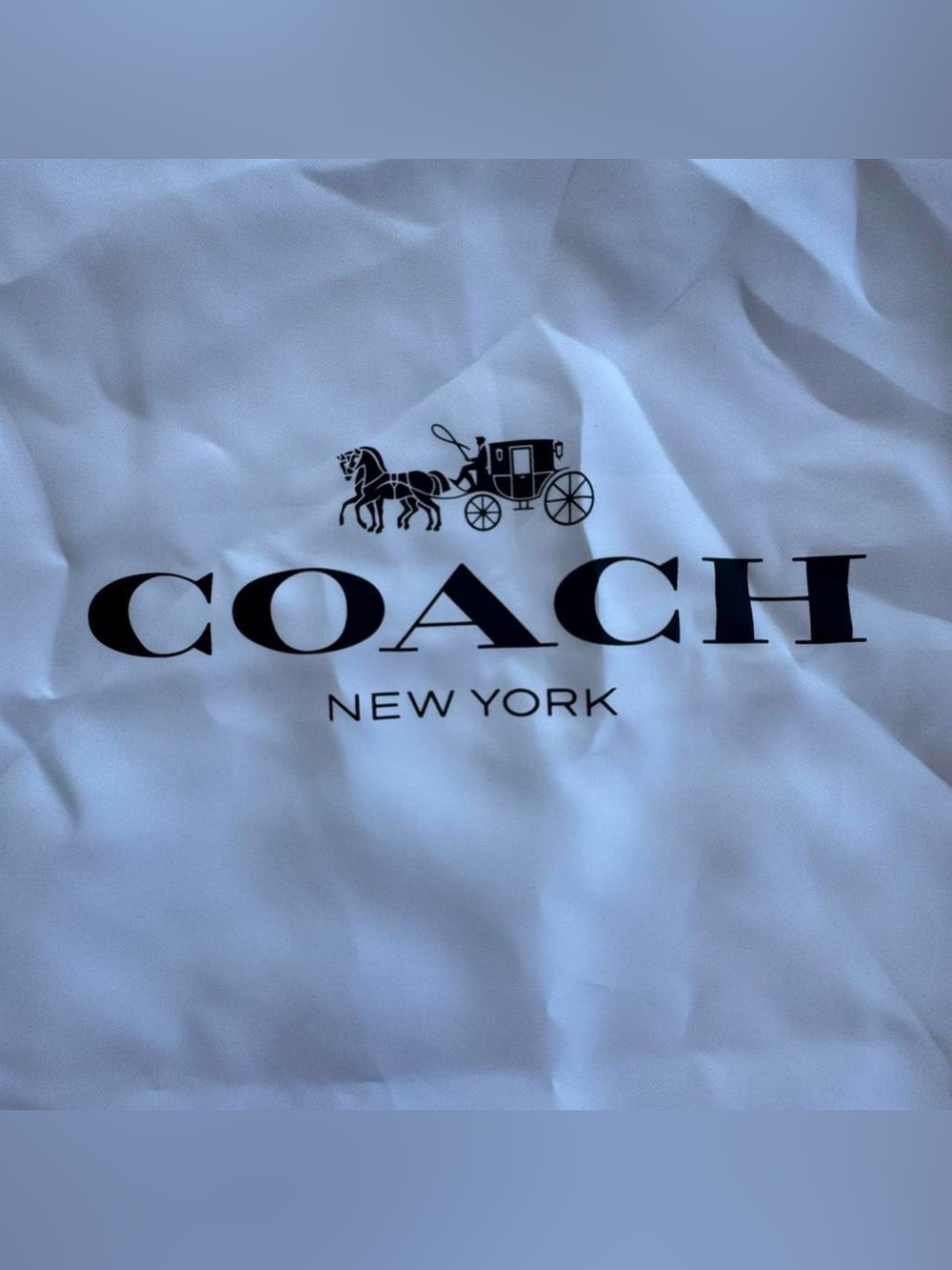 Coach New York Drawstring Dust Bag Pouch White Textile Luxury Accessory Logo